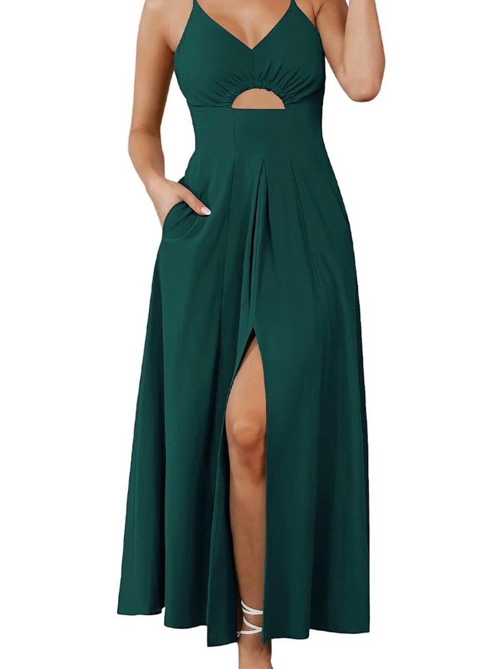 Sleeveless Cutout Maxi Dress in Green